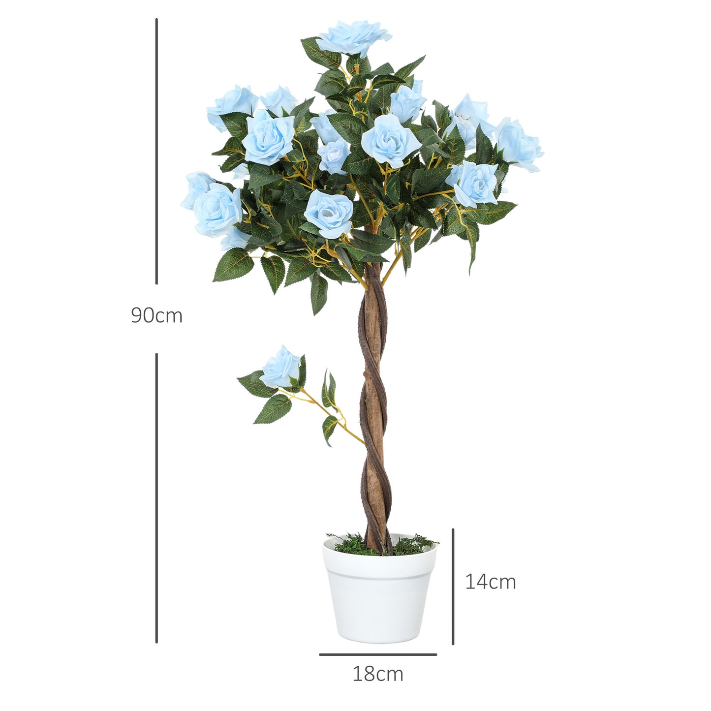 Toysnug Set Of 2 Artificial Plants Light Blue Green Rose Floral In Pot